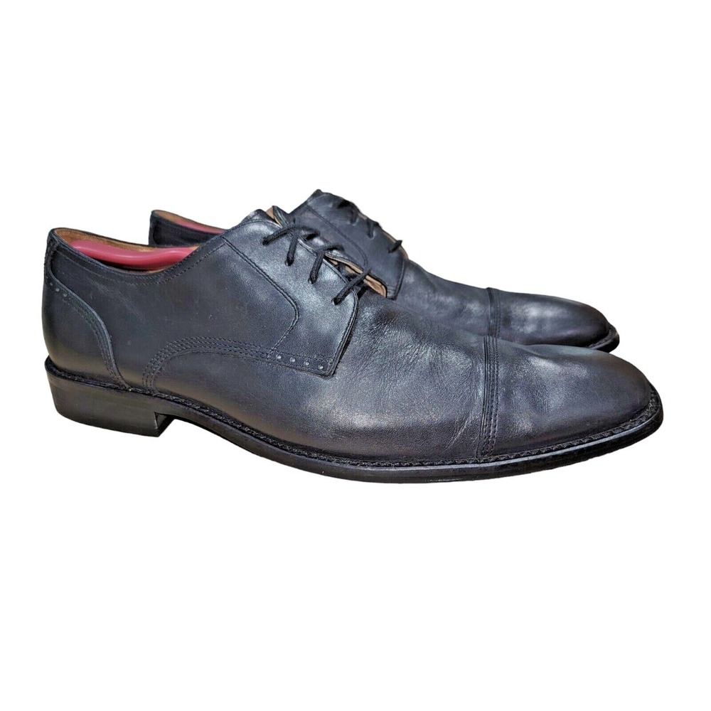 Johnston & Murphy Men's Black Cap Toe Leather Oxfords Dress Shoes Size 11 M